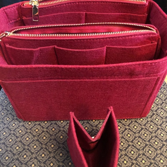 NEW XL Purse tote Insert Protector Organizer GM double zipper side snap pocket - Picture 9 of 10